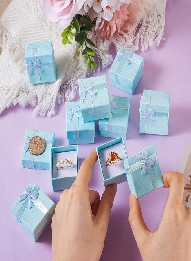 KISSITTY 12Pcs Cardboard Paper Ring Boxes Texture Square Ring Gift Boxes Ring Package Boxes with Sponge 1.65x1.65x1.02 Inch for Wedding Valentine Birthday (Pale Turquoise) - Image 5